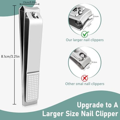 HOFASON 8 Pcs Large Curved Nail Clippers Set - Stainless Steel Fingernail and Toenail Clippers for Women and Men, Bulk Manicure Pedicure Kit for Travel and Stocking Stuffers