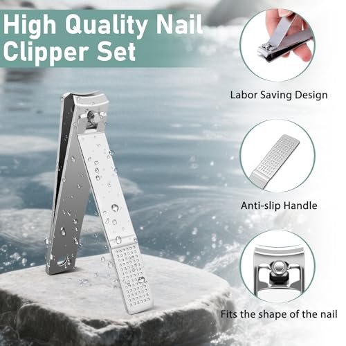 HOFASON 8 Pcs Large Curved Nail Clippers Set - Stainless Steel Fingernail and Toenail Clippers for Women and Men, Bulk Manicure Pedicure Kit for Travel and Stocking Stuffers - görsel 7