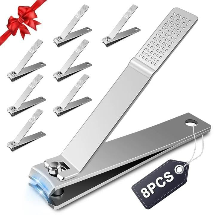 HOFASON 8 Pcs Large Curved Nail Clippers Set - Stainless Steel Fingernail and Toenail Clippers for Women and Men, Bulk Manicure Pedicure Kit for Travel and Stocking Stuffers - görsel 1