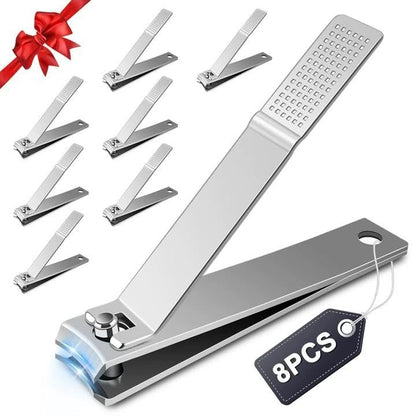 HOFASON 8 Pcs Large Curved Nail Clippers Set - Stainless Steel Fingernail and Toenail Clippers for Women and Men, Bulk Manicure Pedicure Kit for Travel and Stocking Stuffers