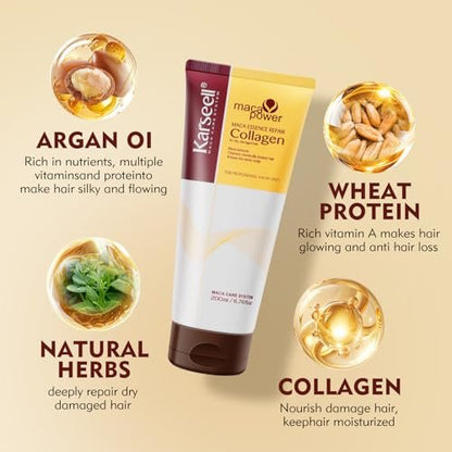 Karseell Collagen Hair Treatment Deep Repair Mask with Argan Oil for Dry Damaged Hair - 200ml Avelisse