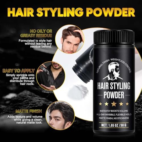 NIFEISHI Hair Styling Powder for Men (2 Pack, 1.05 oz Each) - Volumizing Texture Powder for All Hair Types, Natural Matte Hairstyle, High Hold - görsel 6