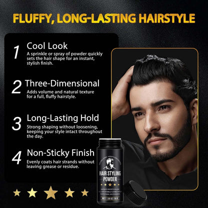 NIFEISHI Hair Styling Powder for Men (2 Pack, 1.05 oz Each) - Volumizing Texture Powder for All Hair Types, Natural Matte Hairstyle, High Hold