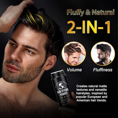 NIFEISHI Hair Styling Powder for Men (2 Pack, 1.05 oz Each) - Volumizing Texture Powder for All Hair Types, Natural Matte Hairstyle, High Hold