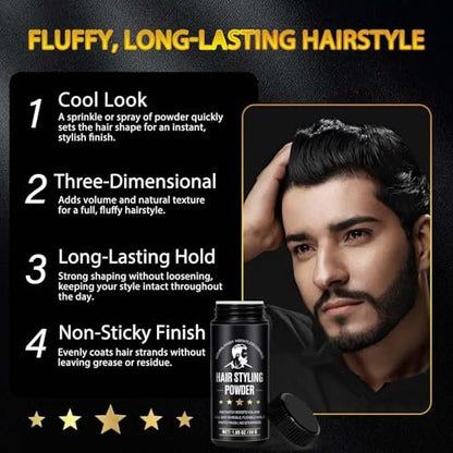 NIFEISHI Hair Styling Powder for Men (2 Pack, 1.05 oz Each) - Volumizing Texture Powder for All Hair Types, Natural Matte Hairstyle, High Hold