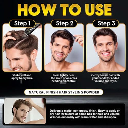 NIFEISHI Hair Styling Powder for Men (2 Pack, 1.05 oz Each) - Volumizing Texture Powder for All Hair Types, Natural Matte Hairstyle, High Hold