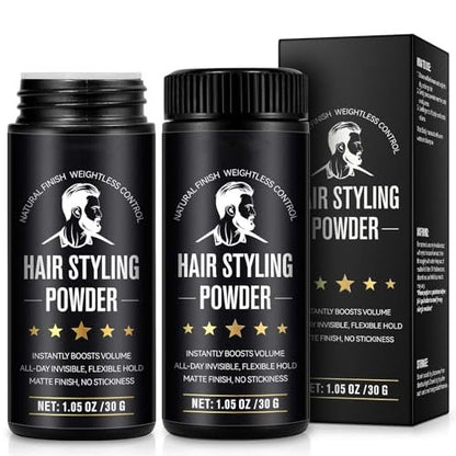 NIFEISHI Hair Styling Powder for Men (2 Pack, 1.05 oz Each) - Volumizing Texture Powder for All Hair Types, Natural Matte Hairstyle, High Hold