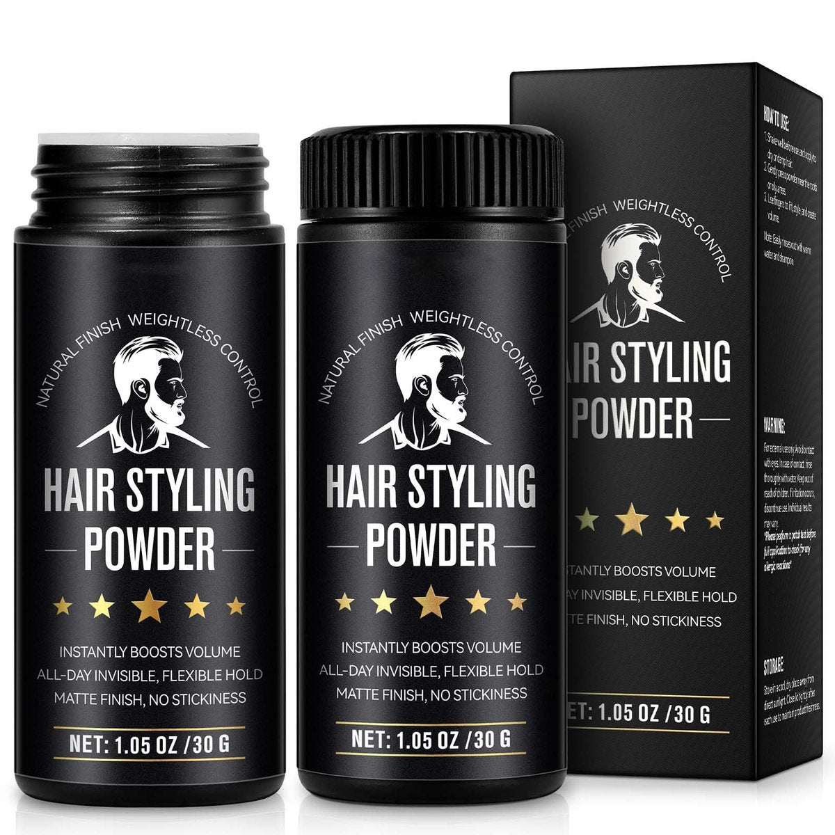 NIFEISHI Hair Styling Powder for Men (2 Pack, 1.05 oz Each) - Volumizing Texture Powder for All Hair Types, Natural Matte Hairstyle, High Hold - görsel 1