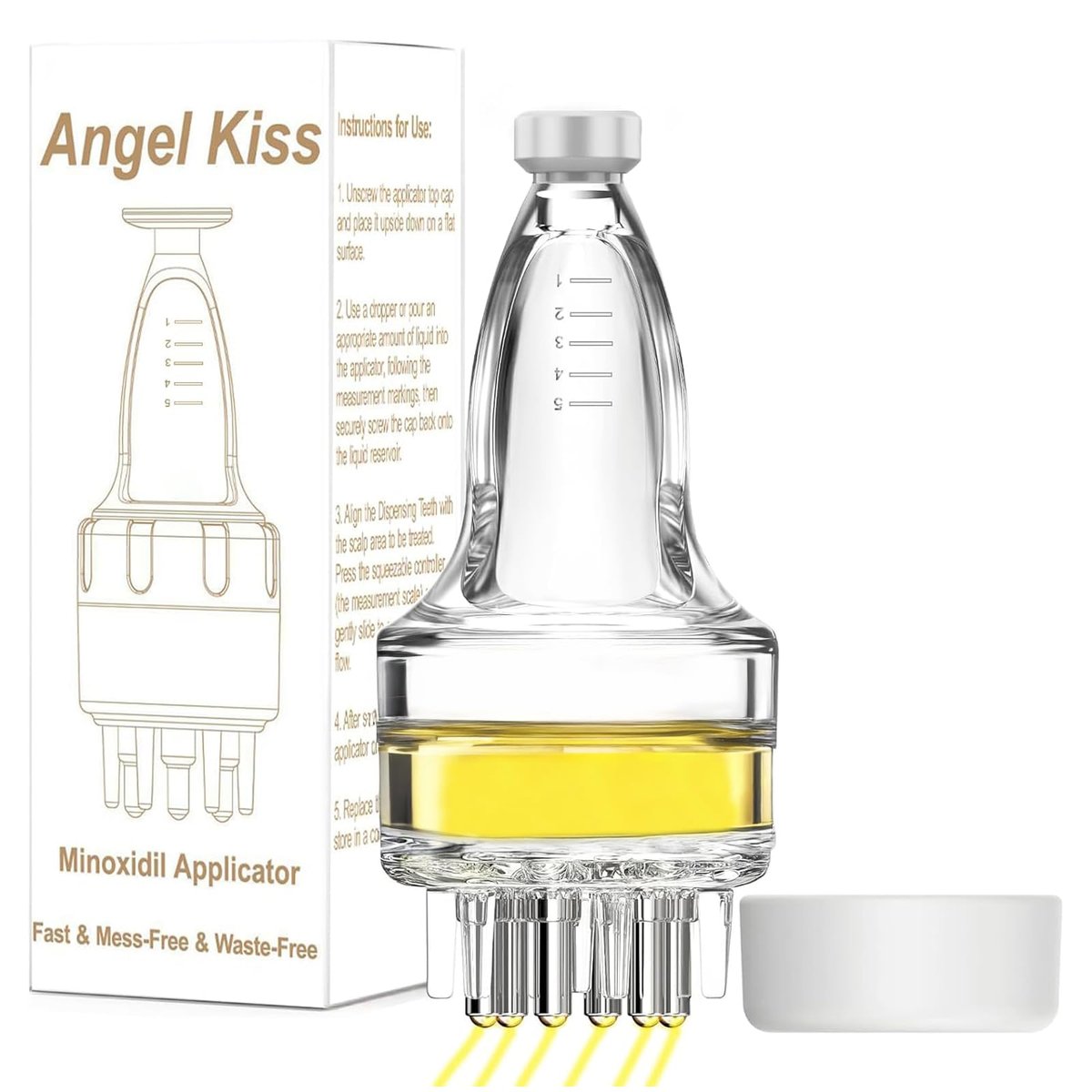 Angel Kiss Minoxidil Applicator - Mess-Free Hair Oil Dispenser for Scalp, Compact & Waste-Free Applicator Bottle for Hair Growth Treatments - görsel 1