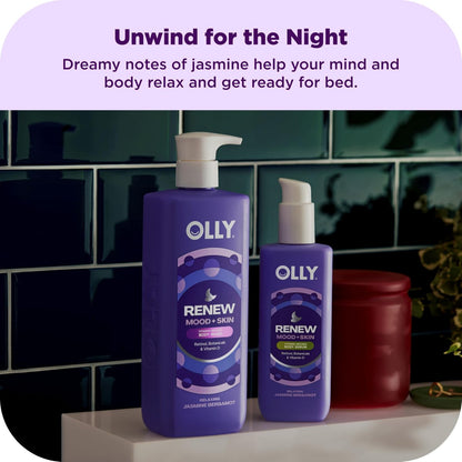 OLLY Rest & Rise Body Care Set – Day & Night Regimen – 2 Body Washes + Body Serum Lotion + Scrub – Nourishing, Hydrating – 4 Count Avelisse