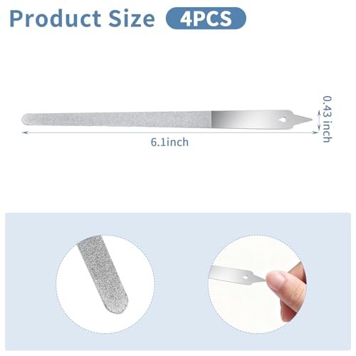 Clofiak 4 PCS Diamond Deb Nail File, 6-inch Stainless Steel Metal Nail File, Double Sided Manicure Pedicure Toenails Tools for Salon Home - görsel 4