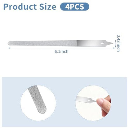 Clofiak 4 PCS Diamond Deb Nail File, 6-inch Stainless Steel Metal Nail File, Double Sided Manicure Pedicure Toenails Tools for Salon Home