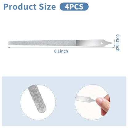 Clofiak 4 PCS Diamond Deb Nail File, 6-inch Stainless Steel Metal Nail File, Double Sided Manicure Pedicure Toenails Tools for Salon Home