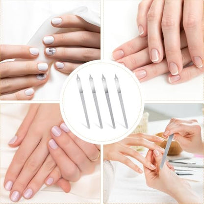 Clofiak 4 PCS Diamond Deb Nail File, 6-inch Stainless Steel Metal Nail File, Double Sided Manicure Pedicure Toenails Tools for Salon Home