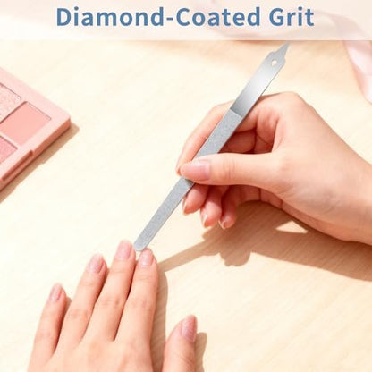 Clofiak 4 PCS Diamond Deb Nail File, 6-inch Stainless Steel Metal Nail File, Double Sided Manicure Pedicure Toenails Tools for Salon Home