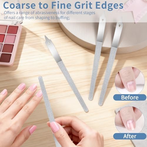 Clofiak 4 PCS Diamond Deb Nail File, 6-inch Stainless Steel Metal Nail File, Double Sided Manicure Pedicure Toenails Tools for Salon Home - görsel 8