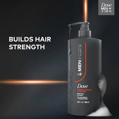 DOVE MEN + CARE Thick & Strong Shampoo 28 Fl Oz - Builds Hair Strength with Calcium