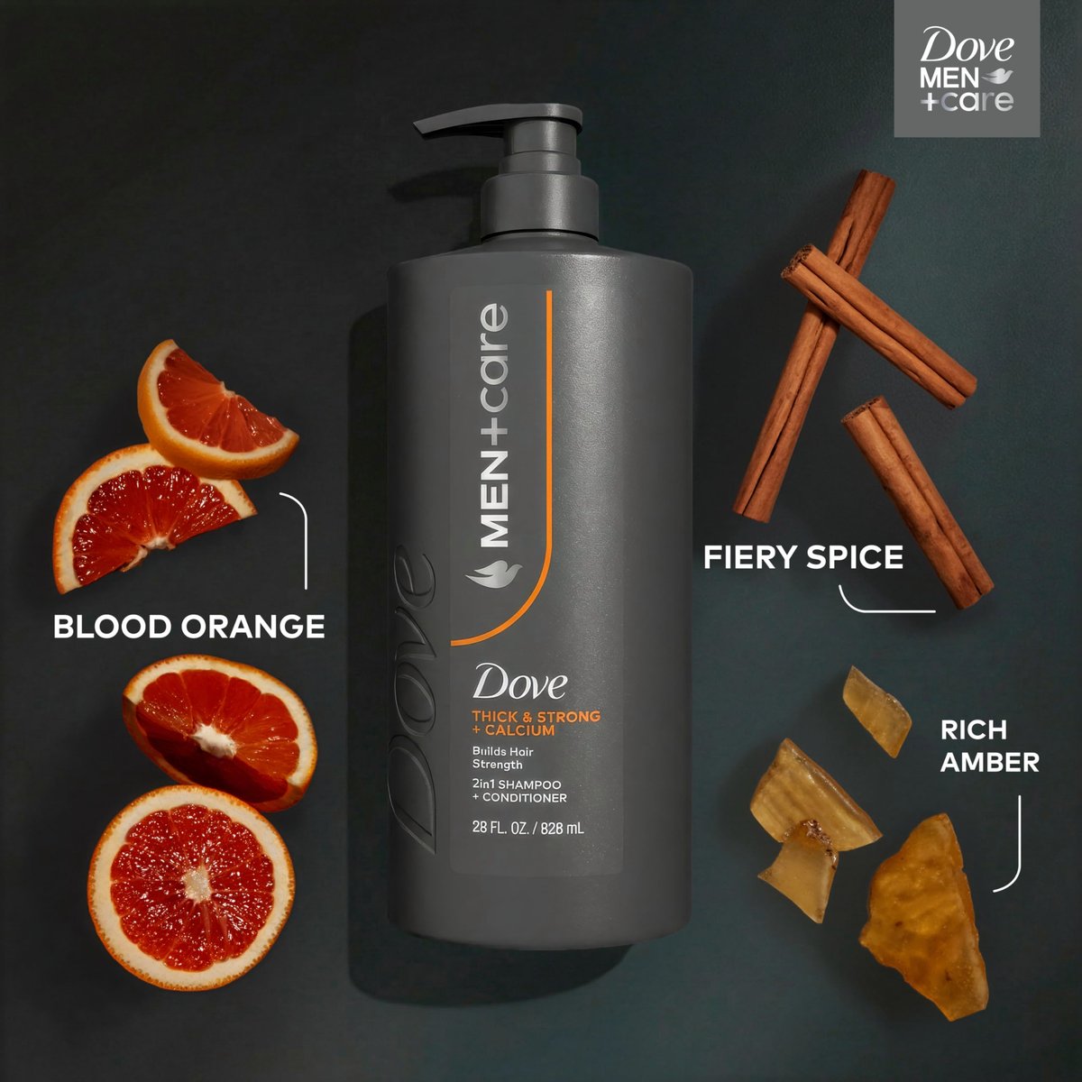 DOVE MEN + CARE Thick & Strong Shampoo 28 Fl Oz - Builds Hair Strength with Calcium - görsel 11