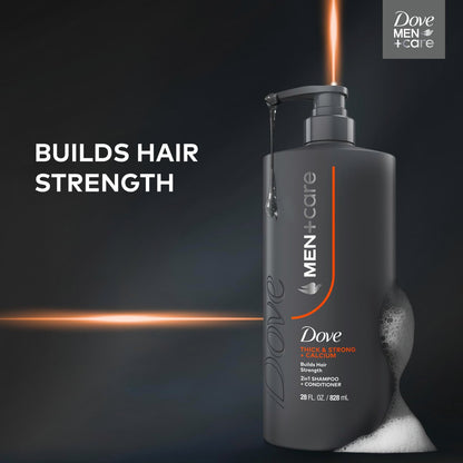DOVE MEN + CARE Thick & Strong Shampoo 28 Fl Oz - Builds Hair Strength with Calcium