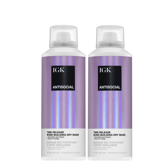 IGK Antisocial Dry Hair Mask Overnight Treatment (Pack of 2) - Bond-Building Leave-In Hydrator & Repair for Damaged Hair Avelisse