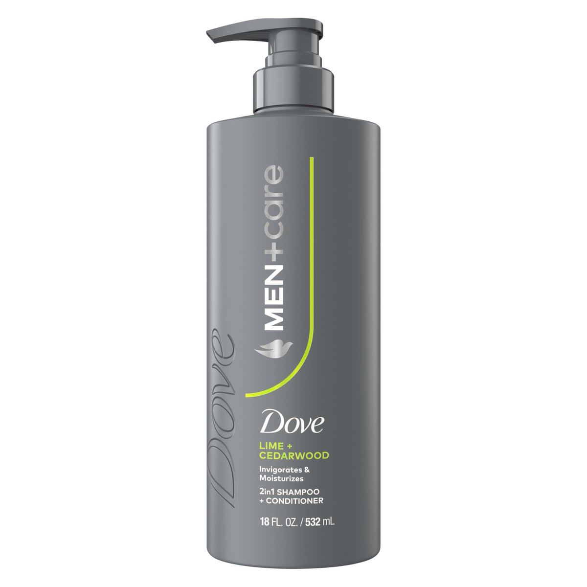 DOVE MEN + CARE Shampoo Lime & Cedar 18 Fl Oz - Strengthens & Moisturizes Hair - görsel 1