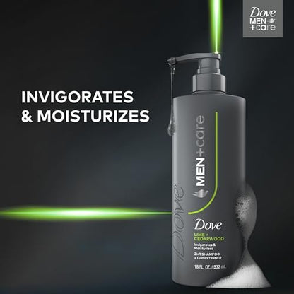 DOVE MEN + CARE Shampoo Lime & Cedar 18 Fl Oz - Strengthens & Moisturizes Hair