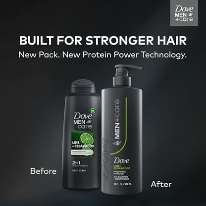 DOVE MEN + CARE Shampoo Lime & Cedar 18 Fl Oz - Strengthens & Moisturizes Hair