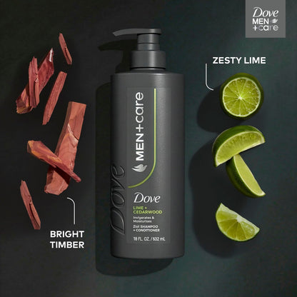 DOVE MEN + CARE Shampoo Lime & Cedar 18 Fl Oz - Strengthens & Moisturizes Hair