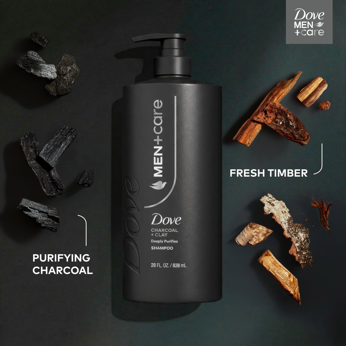 Dove Men+Care Charcoal & Clay Shampoo 28 Fl Oz | Deep Purifying & Hair Strengthening - görsel 11