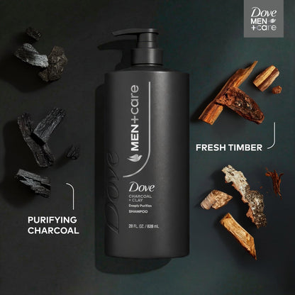 Dove Men+Care Charcoal & Clay Shampoo 28 Fl Oz | Deep Purifying & Hair Strengthening