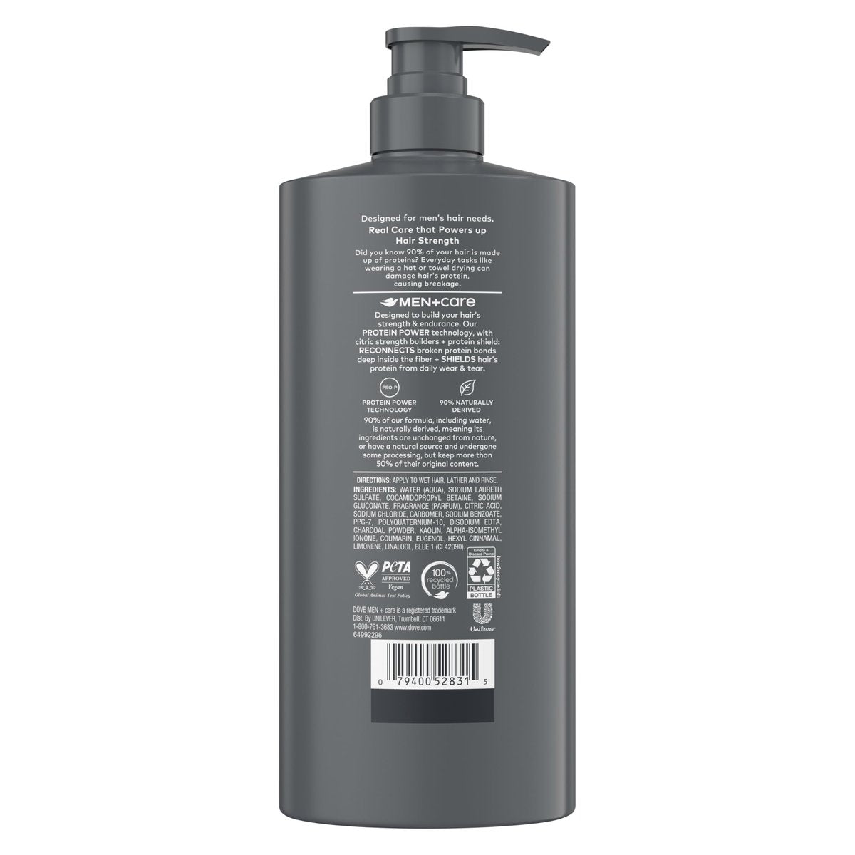 Dove Men+Care Charcoal & Clay Shampoo 28 Fl Oz | Deep Purifying & Hair Strengthening - görsel 3