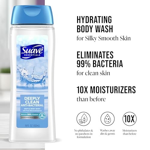 Suave Deeply Clean Antibacterial Body Wash with Glycerin & Vitamin E, Moisturizing Skin Cleanser, Paraben Free, 18 Fl Oz (Pack of 6) - görsel 12
