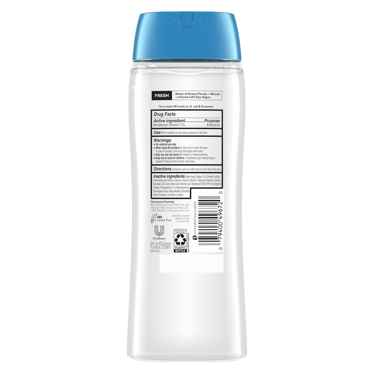 Suave Deeply Clean Antibacterial Body Wash with Glycerin & Vitamin E, Moisturizing Skin Cleanser, Paraben Free, 18 Fl Oz (Pack of 6) - görsel 7