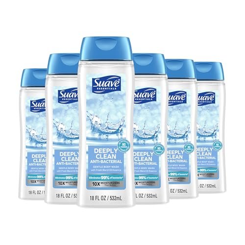 Suave Deeply Clean Antibacterial Body Wash with Glycerin & Vitamin E, Moisturizing Skin Cleanser, Paraben Free, 18 Fl Oz (Pack of 6) - görsel 2