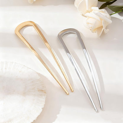 2 PCS U-Shaped Large 5.5 Inch Metal Hair Pins for Thick Hair - French Hairpin Bun Pins