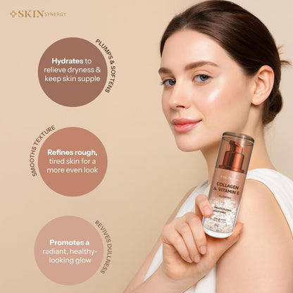 Skin Synergy Collagen & Vitamin E Face Serum – Hydrating, Firming & Nourishing – Anti-Aging Korean Skin Care, Clean Beauty, Vegan, Cruelty Free – 1.69 Fl Oz Avelisse