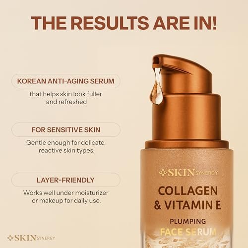 Skin Synergy Collagen & Vitamin E Face Serum – Hydrating, Firming & Nourishing – Anti-Aging Korean Skin Care, Clean Beauty, Vegan, Cruelty Free – 1.69 Fl Oz Avelisse