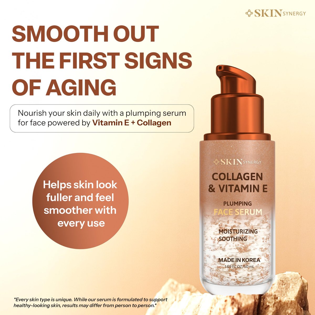 Skin Synergy Collagen & Vitamin E Face Serum – Hydrating, Firming & Nourishing – Anti-Aging Korean Skin Care, Clean Beauty, Vegan, Cruelty Free – 1.69 Fl Oz Avelisse