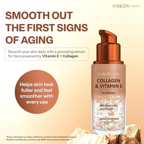 Skin Synergy Collagen & Vitamin E Face Serum – Hydrating, Firming & Nourishing – Anti-Aging Korean Skin Care, Clean Beauty, Vegan, Cruelty Free – 1.69 Fl Oz Avelisse