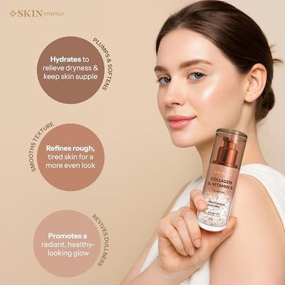 Skin Synergy Collagen & Vitamin E Face Serum – Hydrating, Firming & Nourishing – Anti-Aging Korean Skin Care, Clean Beauty, Vegan, Cruelty Free – 1.69 Fl Oz Avelisse