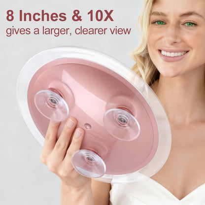 SANTOO Large 8 Inch Round Magnifying Mirror with 3 Suction Cups – 10X Magnification, Rose Gold, for Detailed Grooming and Travel Avelisse