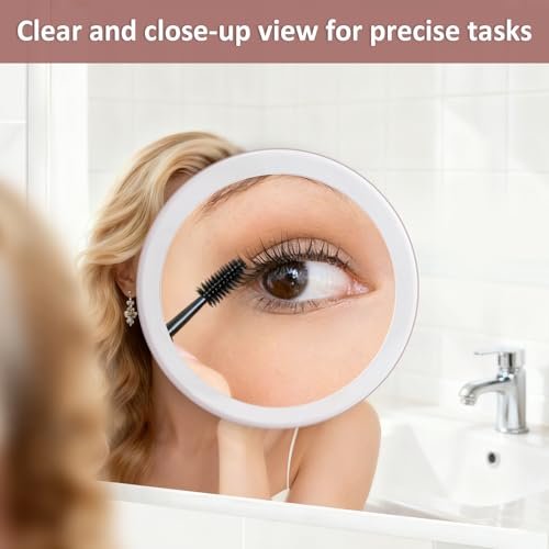 SANTOO Large 8 Inch Round Magnifying Mirror with 3 Suction Cups – 10X Magnification, Rose Gold, for Detailed Grooming and Travel Avelisse