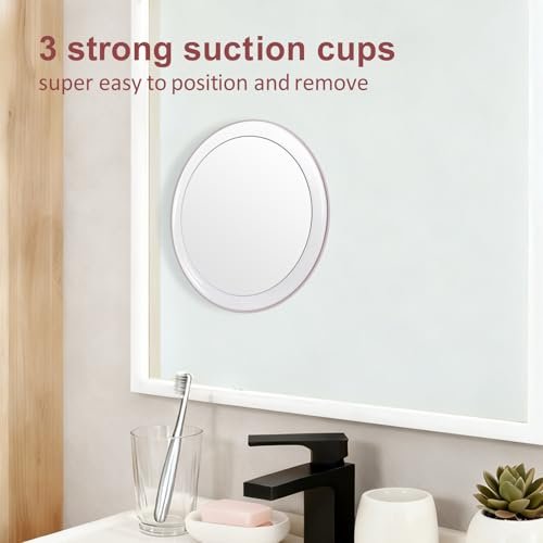 SANTOO Large 8 Inch Round Magnifying Mirror with 3 Suction Cups – 10X Magnification, Rose Gold, for Detailed Grooming and Travel Avelisse