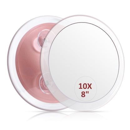 SANTOO Large 8 Inch Round Magnifying Mirror with 3 Suction Cups – 10X Magnification, Rose Gold, for Detailed Grooming and Travel Avelisse