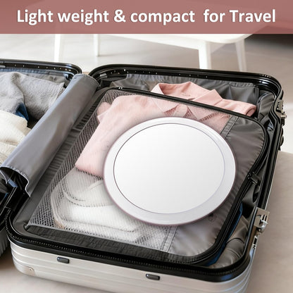 SANTOO Large 8 Inch Round Magnifying Mirror with 3 Suction Cups – 10X Magnification, Rose Gold, for Detailed Grooming and Travel Avelisse