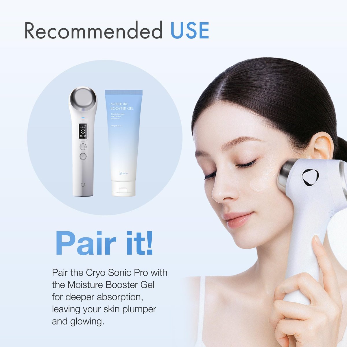 glow.m Cryo Sonic with Moisture Booster Gel (100g) | Next Level Glow Set for Glass Skin - görsel 11