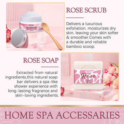 12 PCS Birthday Gifts for Women - Rose Relaxing Spa Basket Self Care Package for Her Mom Sister Wife Friend (Pink) Avelisse