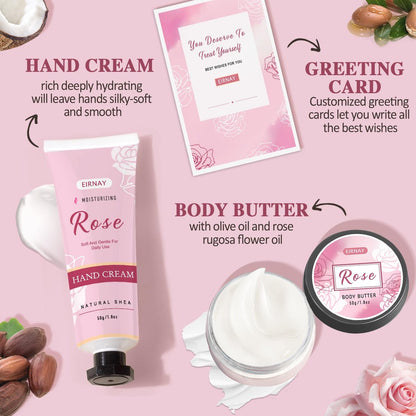 12 PCS Birthday Gifts for Women - Rose Relaxing Spa Basket Self Care Package for Her Mom Sister Wife Friend (Pink) Avelisse
