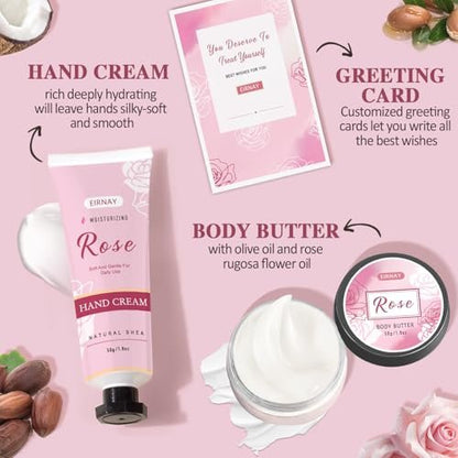 12 PCS Birthday Gifts for Women - Rose Relaxing Spa Basket Self Care Package for Her Mom Sister Wife Friend (Pink) Avelisse