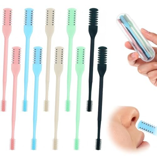 Kismiger 10-Pack Nose Hair Trimmer for Men and Women - 2-in-1 Double Sided Manual Nasal Hair Cutter with 360° Rotating Head, Portable Travel Size - görsel 2